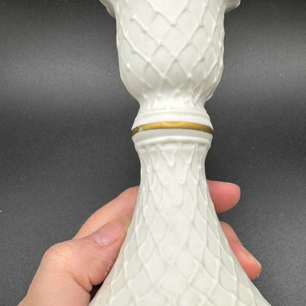 Set of 2 Vintage Bisque Porcelain Cardinal Candle Holders
